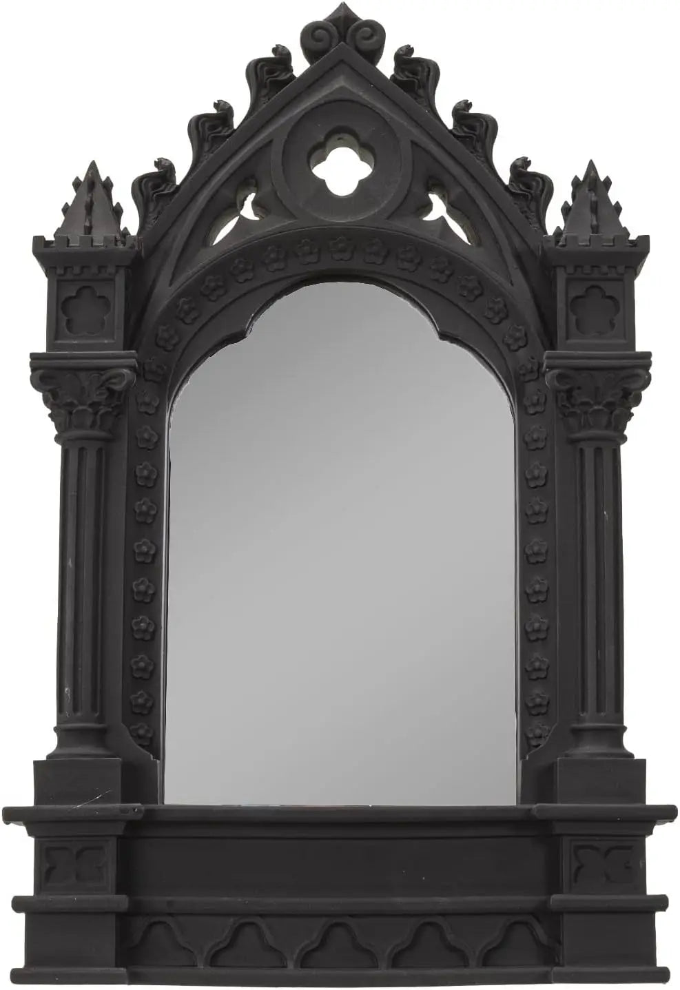 Gothic Cathedric Mirror 10.83 Inch Height Black Resin Home Décor Tabletop Décor Halloween