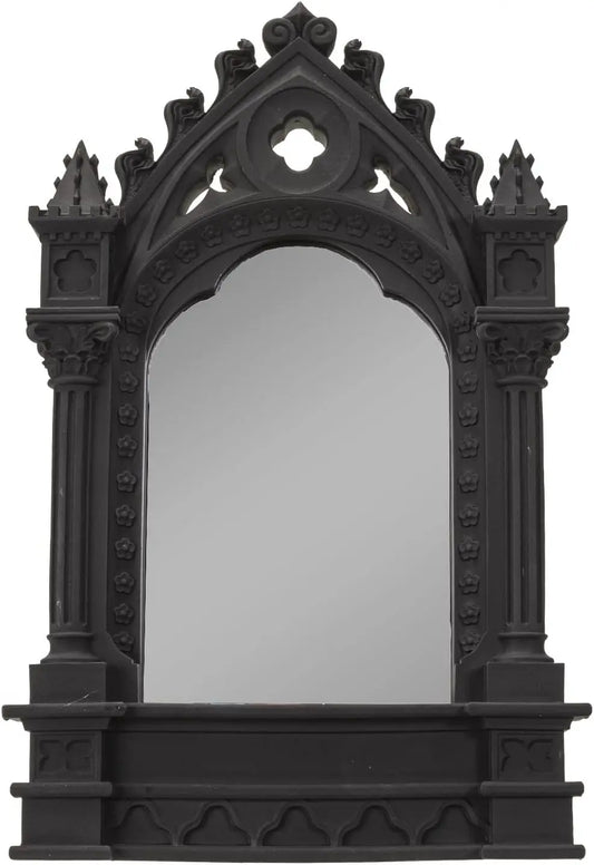 Gothic Cathedric Mirror 10.83 Inch Height Black Resin Home Décor Tabletop Décor Halloween