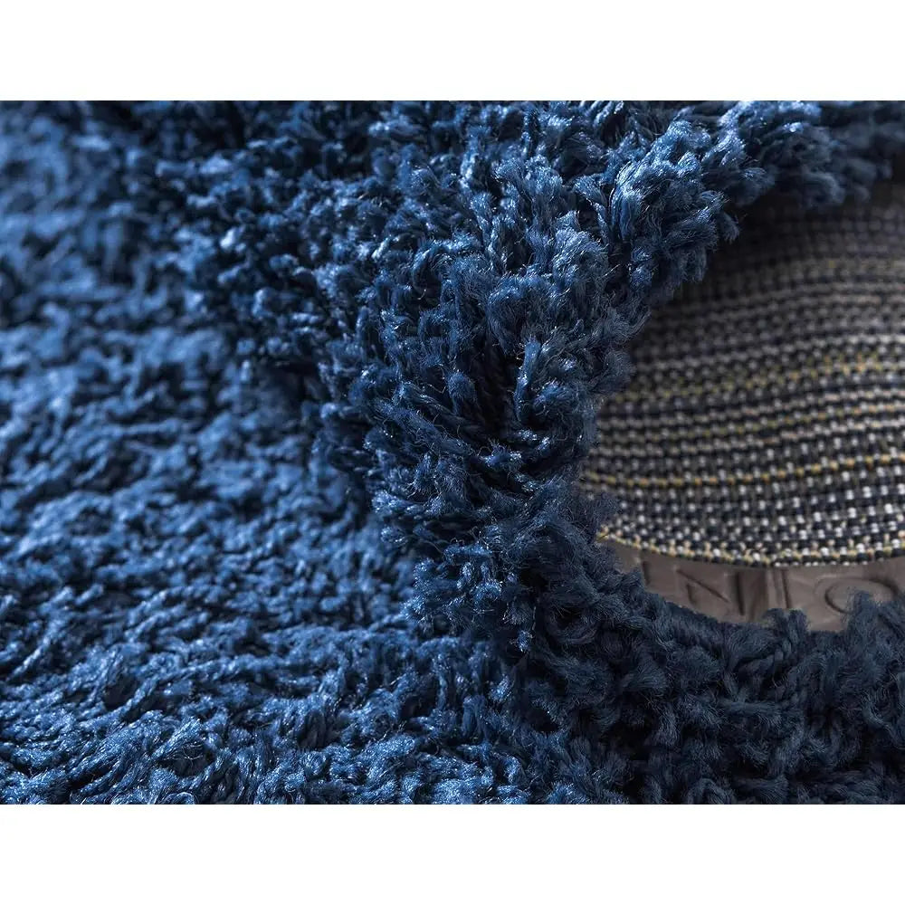 Solid Shag Collection Area Rug 10 Feet by 13 Feet Rectangle Sapphire Blue Navy Blue