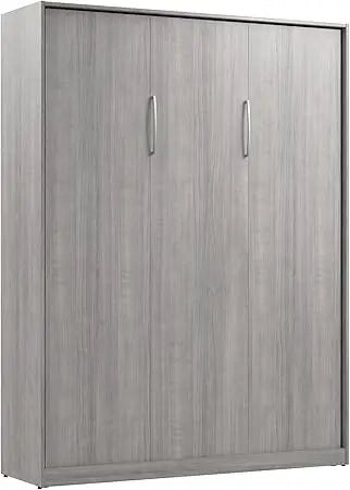 Claremont Queen Size Murphy Bed in Platinum Gray, Space-Saving Sleeping Arrangement for Multipurpose Area, Bedroom, or Guest Ro