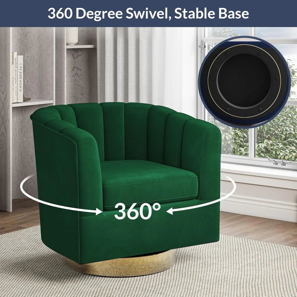 Swivel Accent Chair Wide Modern Upholstered Armchair 360 Degree Swivel Comfy Single Sofa Side Chair for Living Room Bedroom