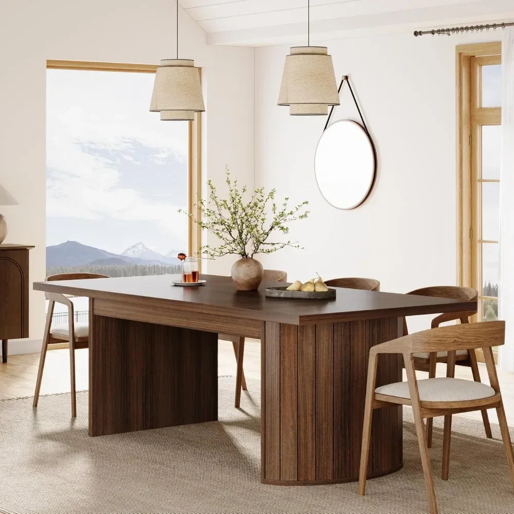 78.7 Inch Extra Long Dining Table for 6 to 8 People Large Farmhouse Kitchen Table with Wooden Tabletop