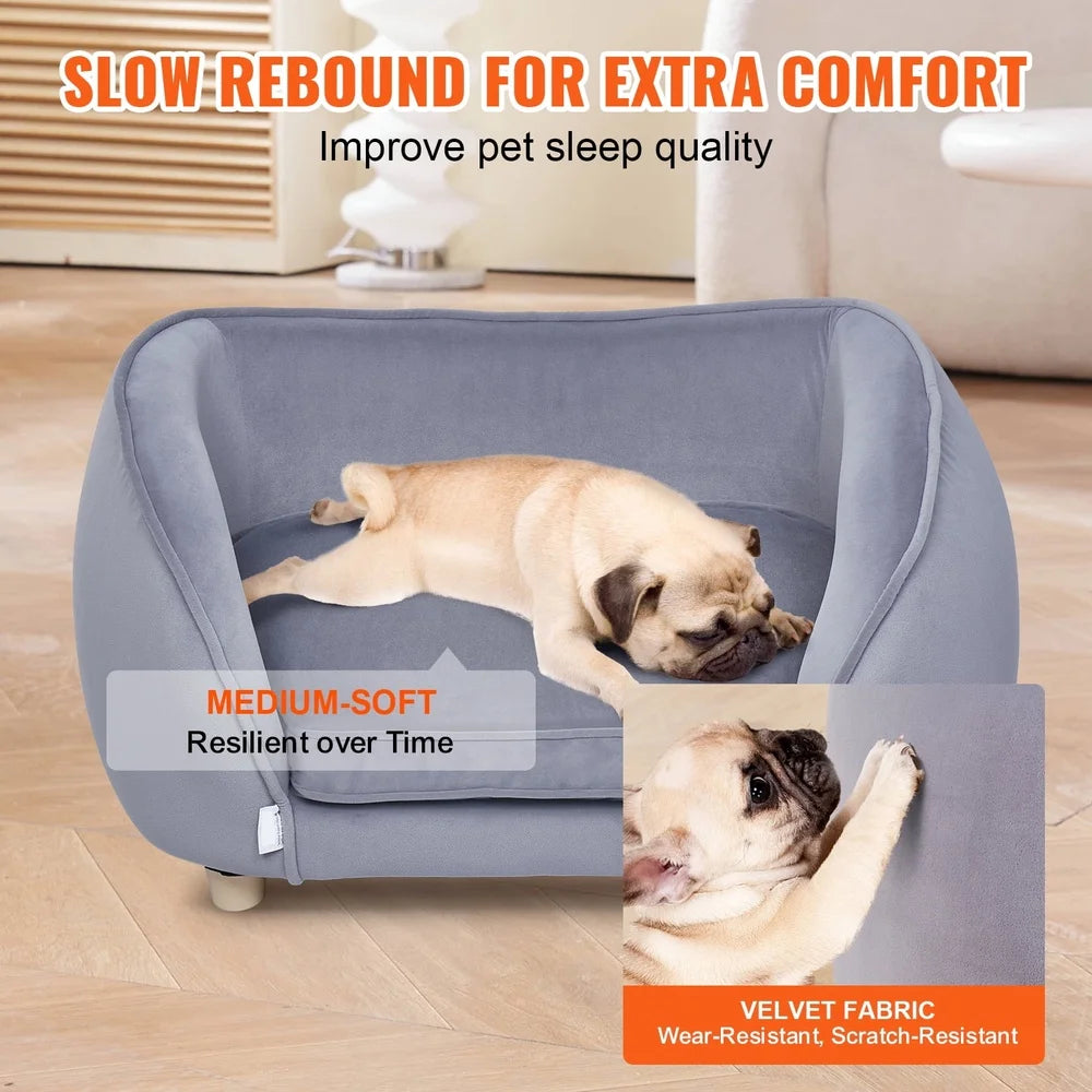 Luxury Pet Sofa Couch for Cats and Small Dogs Plush Bed Scratch Resistant Velvet Supports Up to 66 Pounds Easy Clean Stylish Design