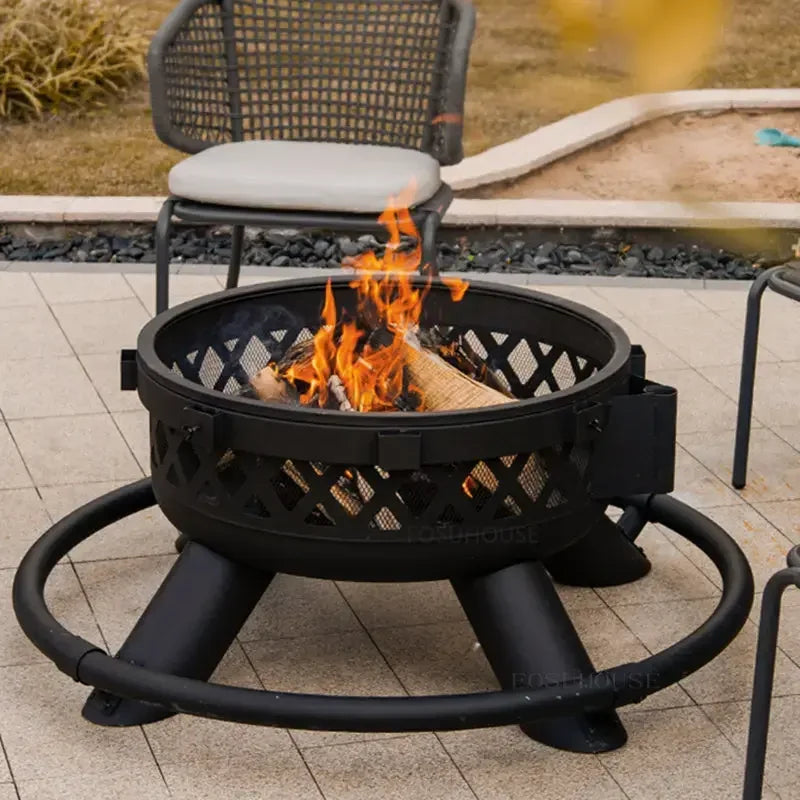 Courtyard Iron Fire Pit Outdoor Heater Charcoal Brazier Creative Multifunction Camping Barbecue