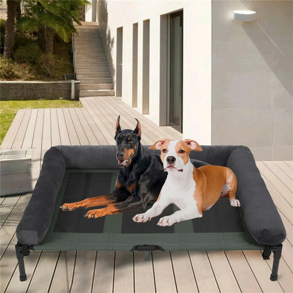 Extra Large Outdoor Raised Dog Bed With Cooling Mat