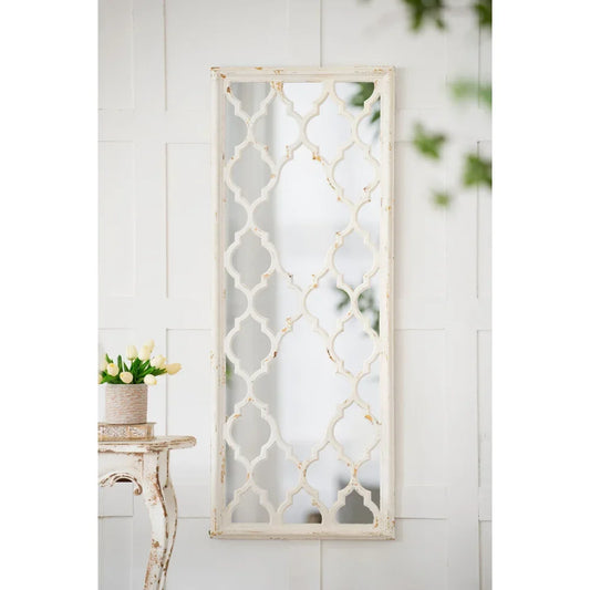 24 Inch X 60 Inch Distressed White Full Body Floor Mirror for Bathroom Bedroom Living Room