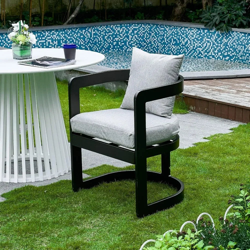 Patio Dining Chairs Set of 4 Modern Outdoor Chairs with Cushions and Backrest Metal Dining Chairs with Armrests