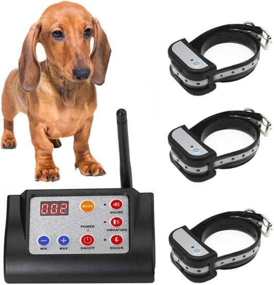 Wireless Dog Fence Electric Pet Containment System Shock Collars Adjustable Range for Three Dogs