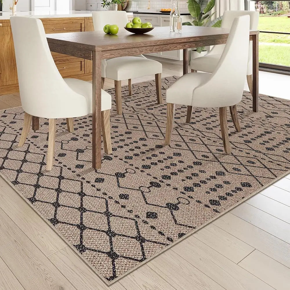Modern Easy Jute Rug, Large Washable Outdoor Rug 5X7 Living Room Rugs, Beige Sisal Dining Room Rugs, Farmhouse Natural Bedroom