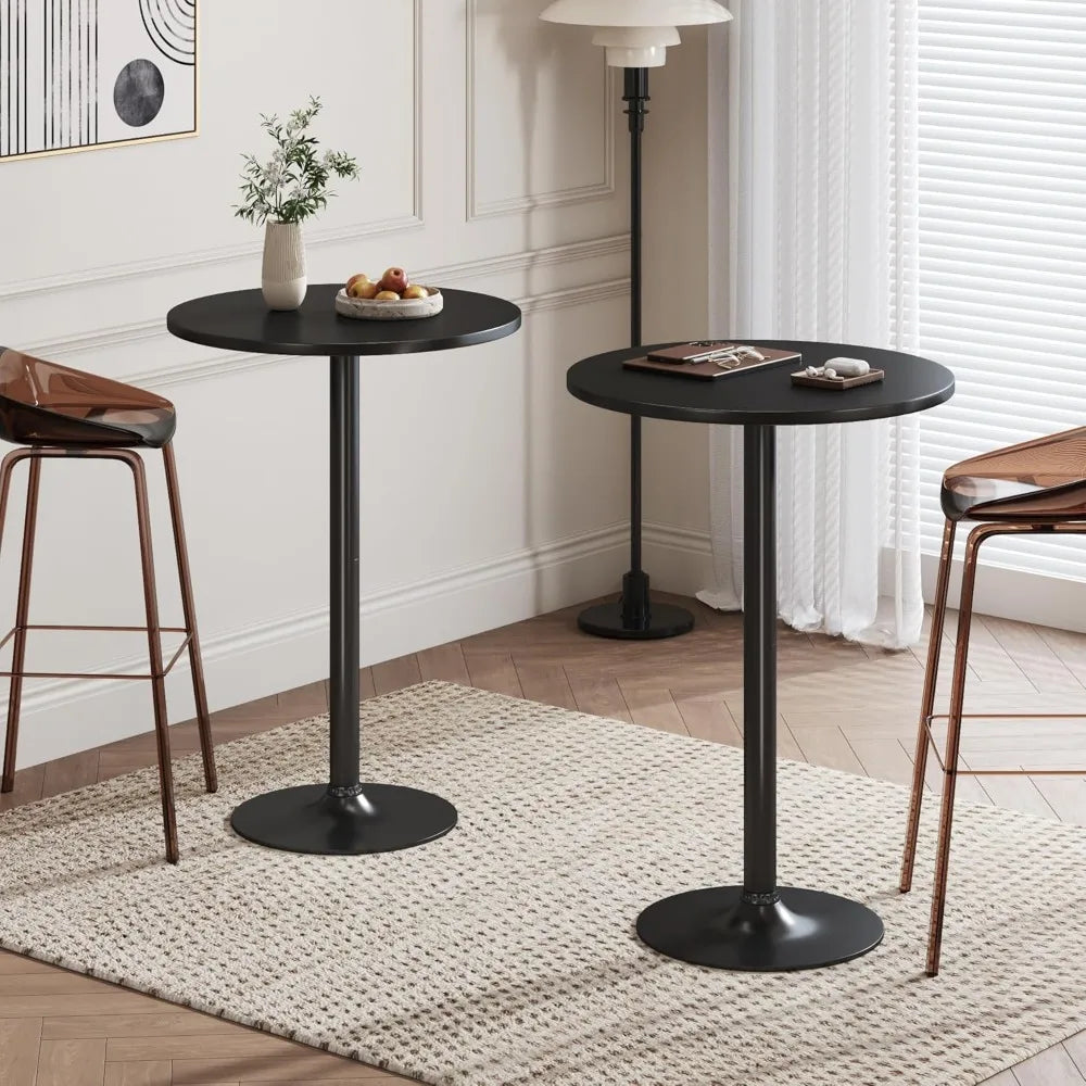 Round Bistro Pub Table 4 Pack Modern Style Metal Base MDF Top Cocktail Bar Height Dining Room Party