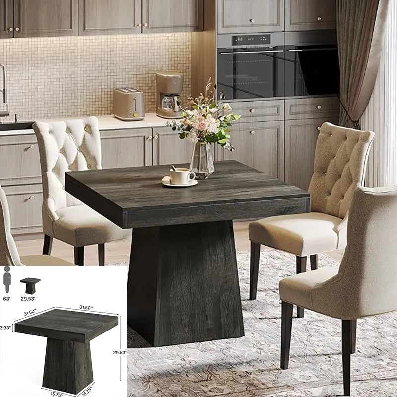 Little Tree Black Dining Table for 4 to 6 Modern Kitchen Table with Tapered Wood Legs for Dining Room and Living Room
