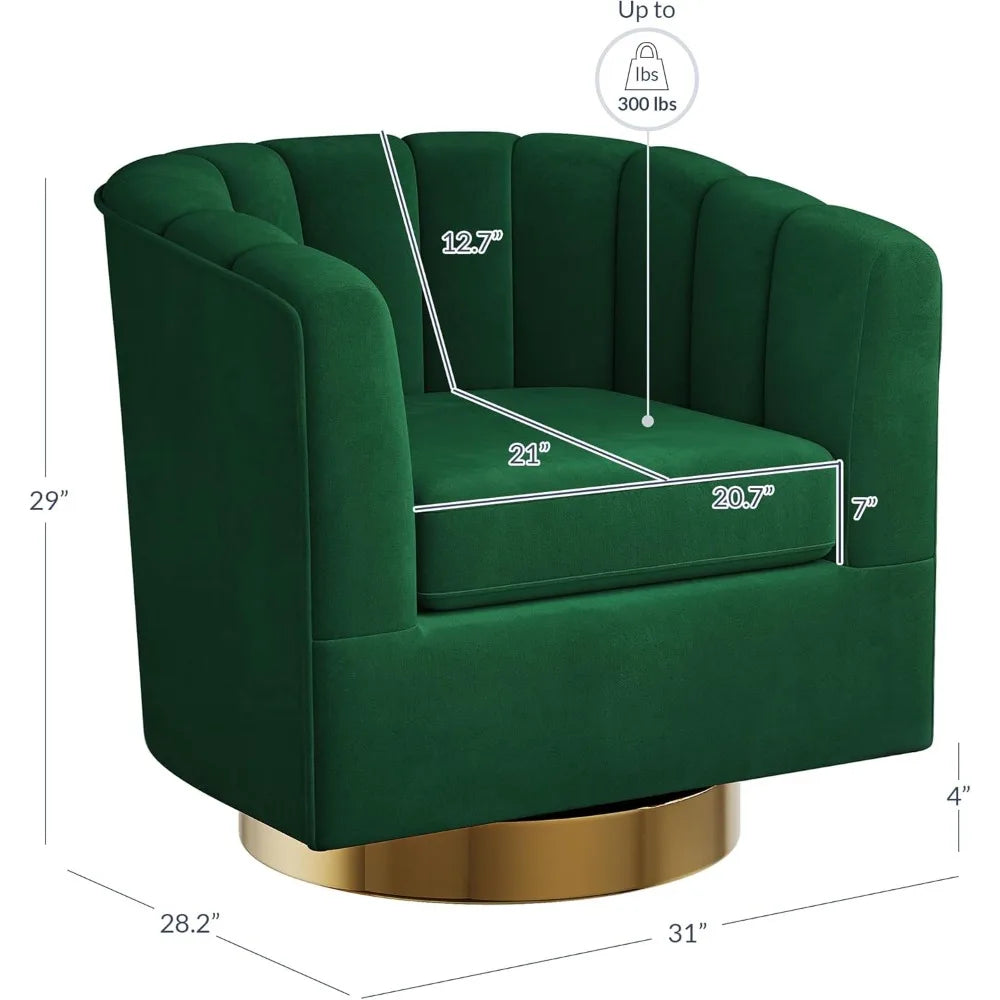 Swivel Accent Chair Wide Modern Upholstered Armchair 360 Degree Swivel Comfy Single Sofa Side Chair for Living Room Bedroom