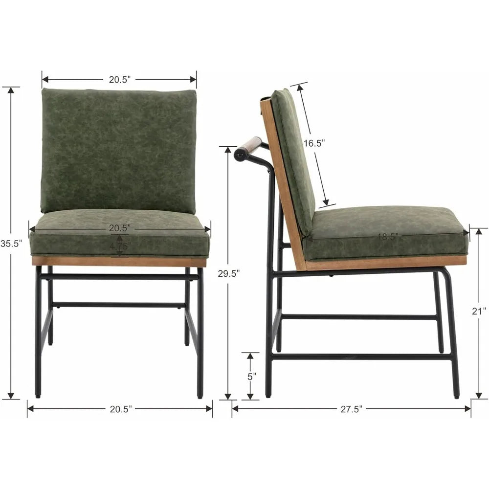 Mid-Century Modern Dining Chairs Set of 4, with Rear Handle, with Metal Legs for Kitchen Dining Room, PU Leather Side Chair
