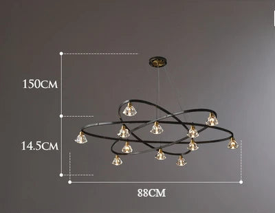 Modern Luxury Crystal LED Ceiling Chandelier Hanging Wire Fixture for Living Room Bedroom Home Decor Indoor Lighting