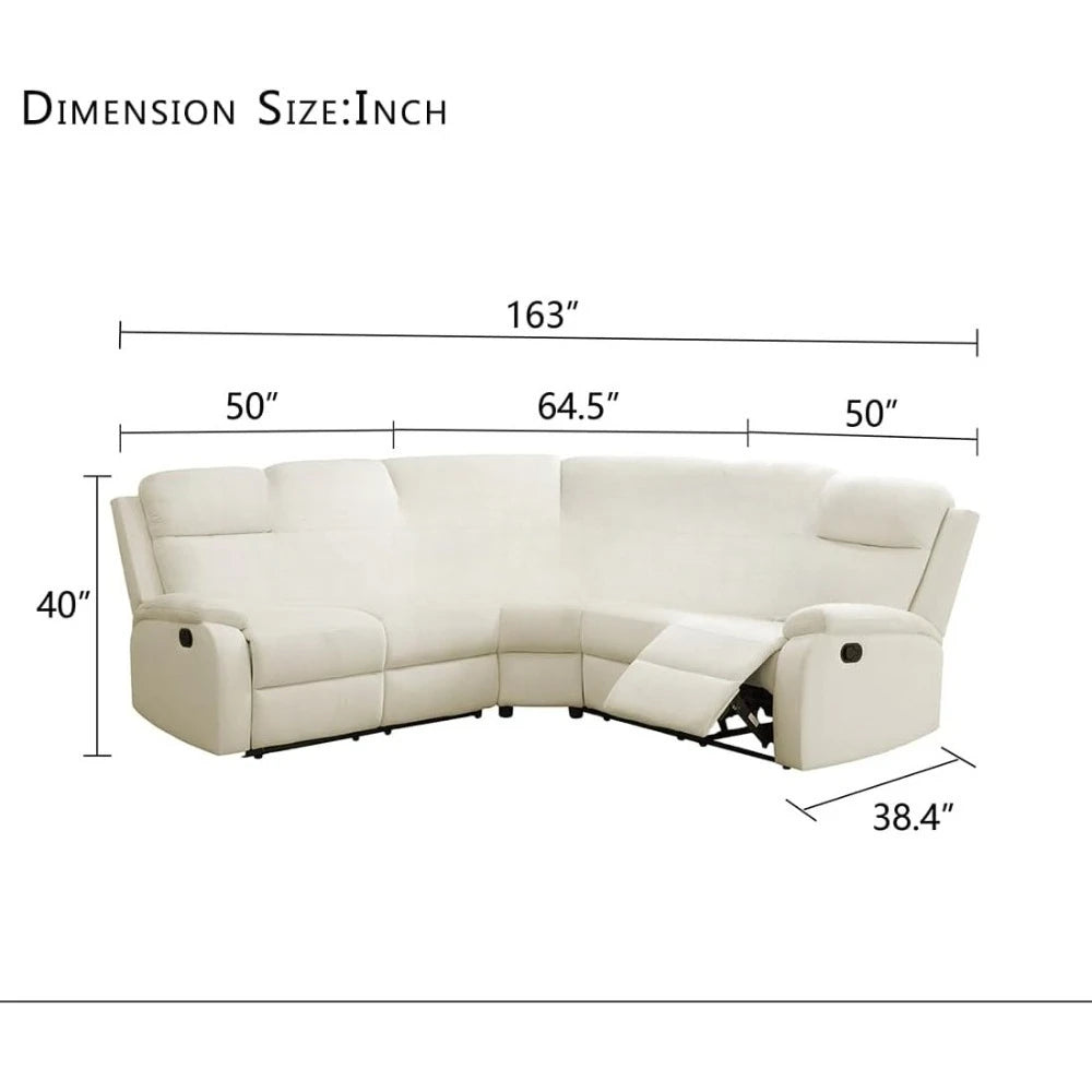 Living Room Furniture Set L Shaped Sectional Sofa Fluff Fabric Recliner Adjustable Manual Sofa Set