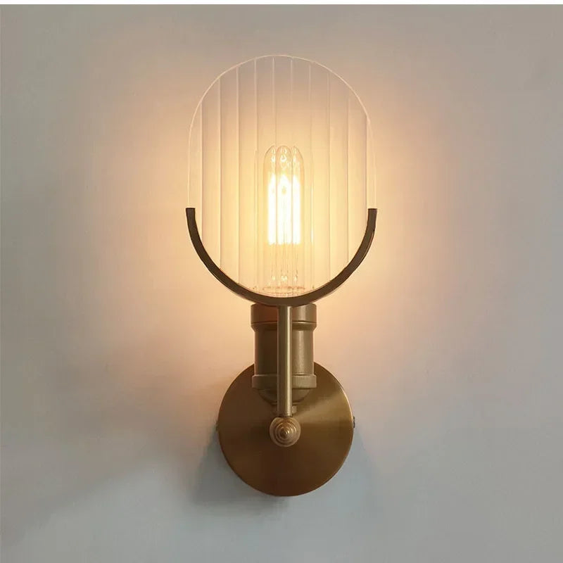 Modern Glass LED Wall Lamp Sconce Bedroom Light Fixture for Home Decor Nordic Foyer Living Room Corridor E27 Luminaire