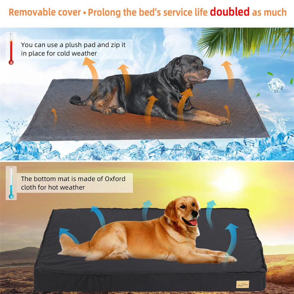 Large Orthopaedic Dog Bed Waterproof Cushion Pet Mattress 2 In 1 Removable Washable Cover Indoor Outdoor
