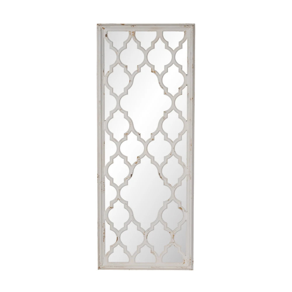 24 Inch X 60 Inch Distressed White Full Body Floor Mirror for Bathroom Bedroom Living Room