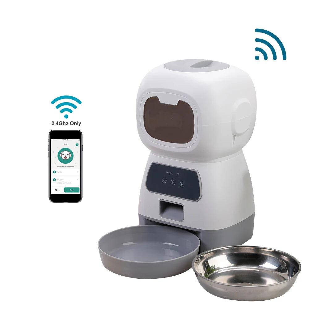 3.5L Automatic Pet Feeder For Cats WiFi Smart Dog Feeder With Voice Recorder Large Capacity Timing Cat Food Dispenser