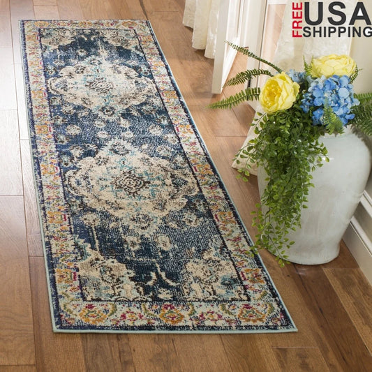 Traditional Non-Slip Runner Rug Durable Polypropylene Indoor Area Carpet Power Loomed Modern Decorative Floor Mat