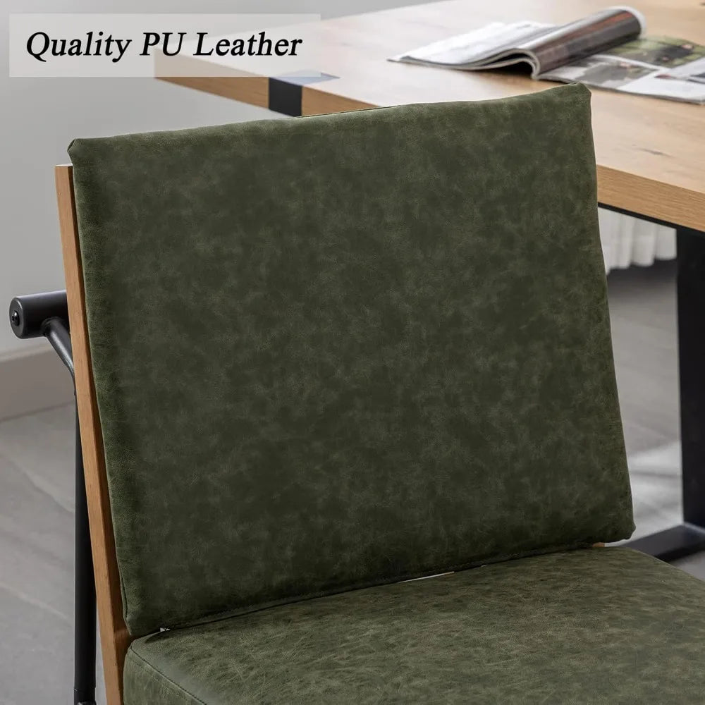 Mid-Century Modern Dining Chairs Set of 4, with Rear Handle, with Metal Legs for Kitchen Dining Room, PU Leather Side Chair