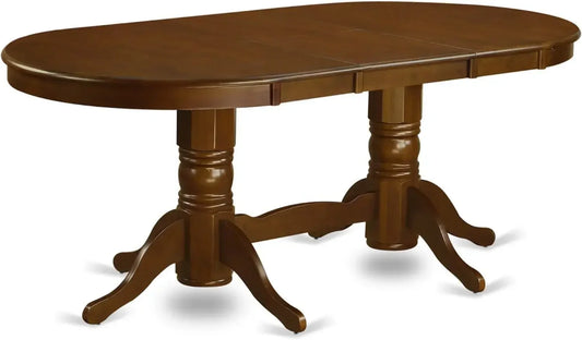 Vancouver Dining Room Table Oval Kitchen Table Top with Butterfly Leaf and Double Pedestal Base