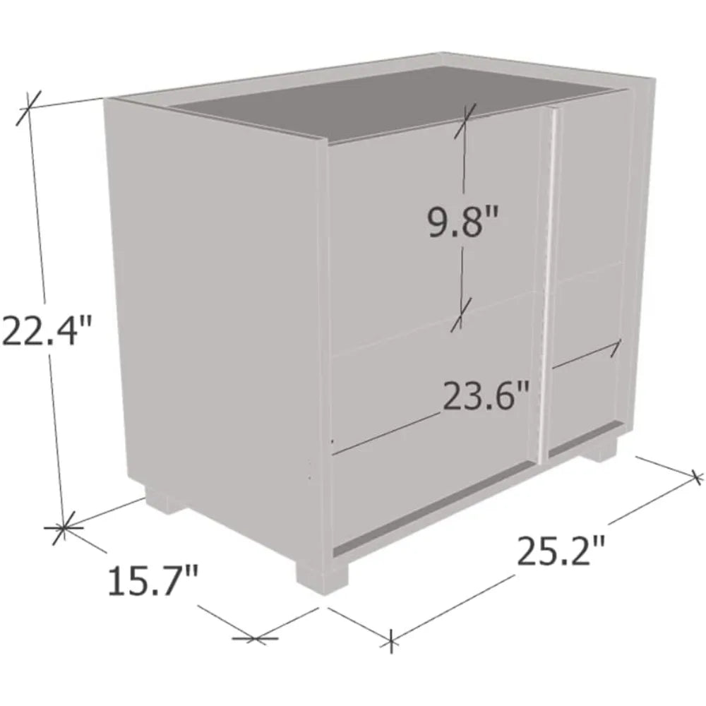 Meble Furniture Sky 25 Inch Nightstand with Two Storage Drawers Modern and Durable Square Shape Wooden Nightstand for Bedroom