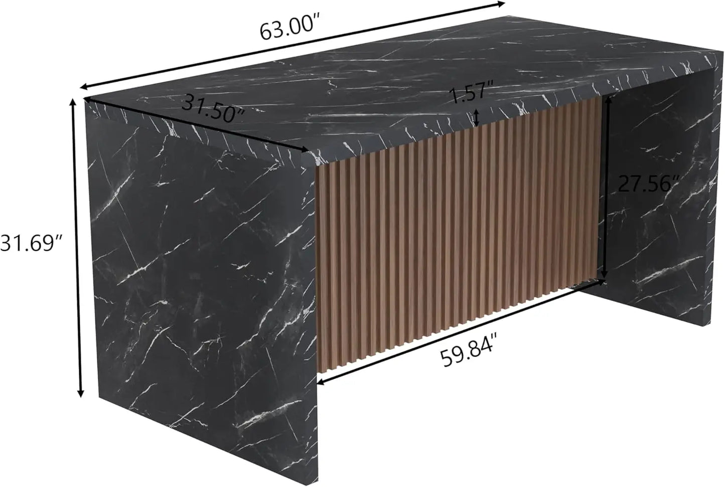 63 Inch Large Imitation Marble Dining Table for 4 to 6 People with LED Lights Modern Marble Stripes Kitchen Dining