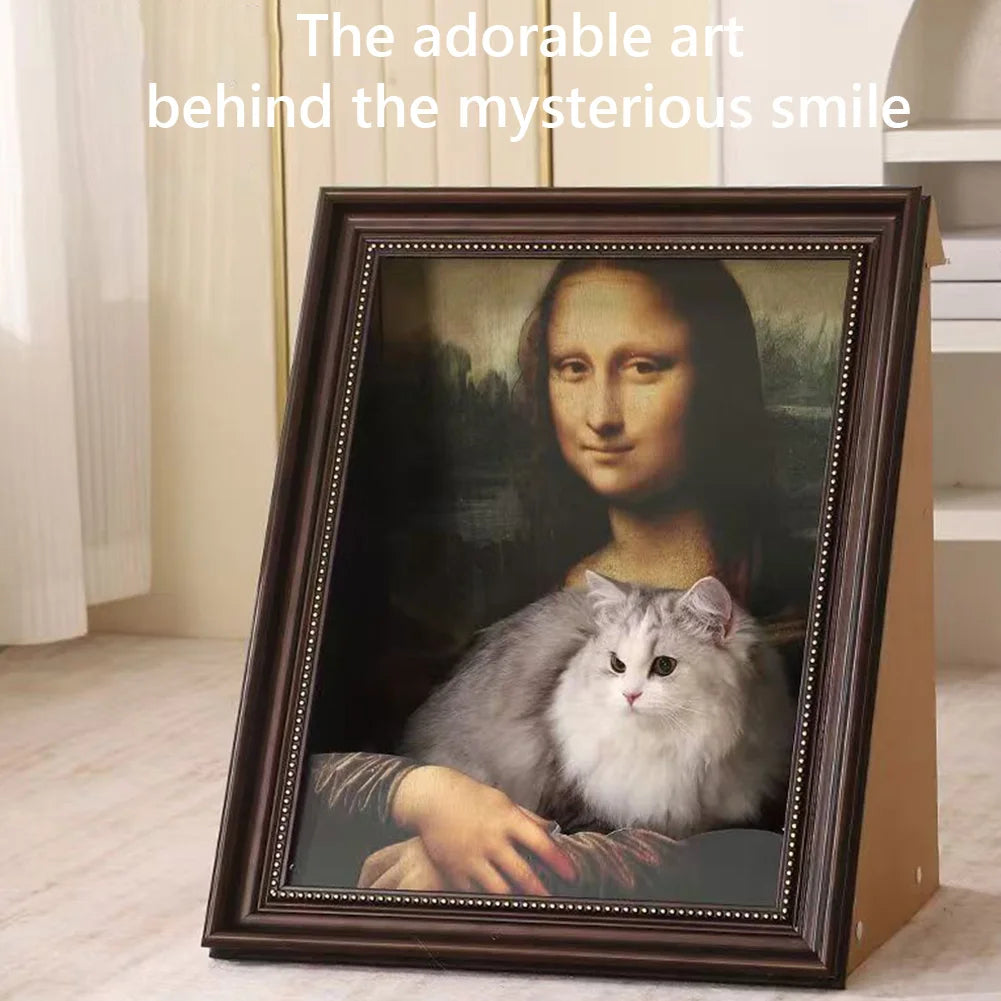 Mona Lisa Cat Nest Oil Painting Cat Bed Multi-Function Art Frame Cat House Decorative Sleeping Bed Pet Supplies