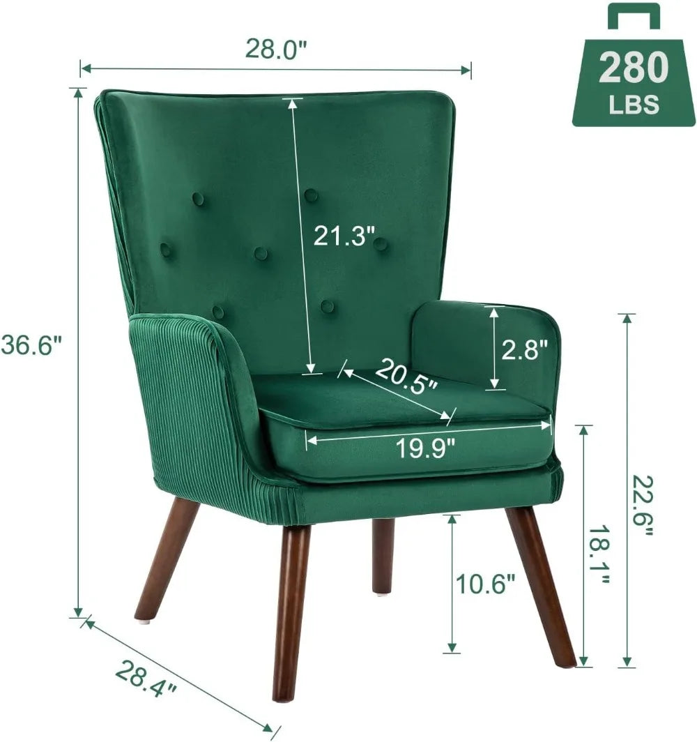 Modern  Armchair with High Back, 4" Thick Seat Cushion, Upholstered Single Sofa Chair for Living Room Bedroom Reading