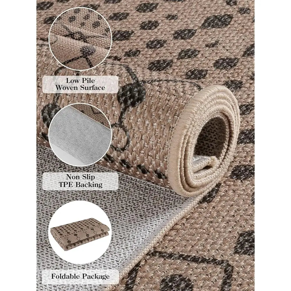 Modern Easy Jute Rug, Large Washable Outdoor Rug 5X7 Living Room Rugs, Beige Sisal Dining Room Rugs, Farmhouse Natural Bedroom