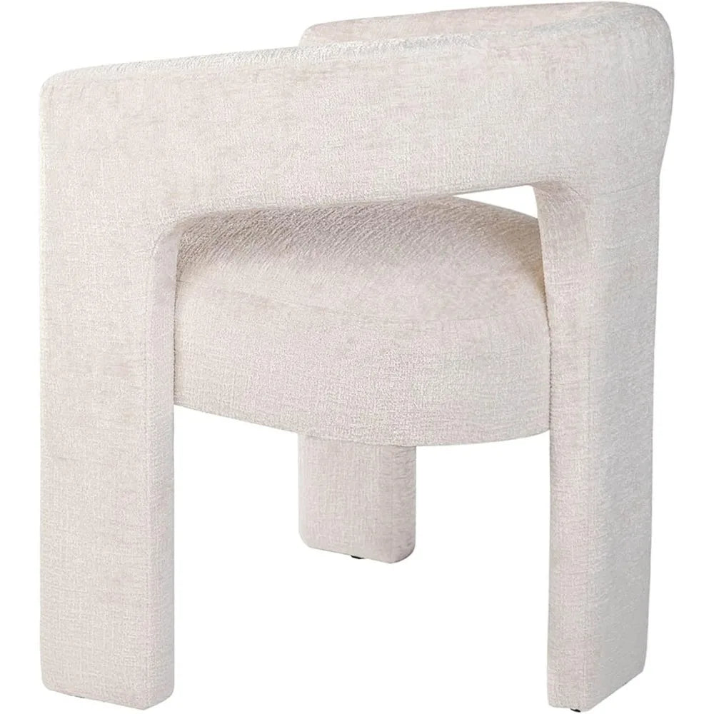 Jofran Gwen Modern Luxury Jacquard Fabric Upholstered Accent Sculpture Dining Armchair Natural