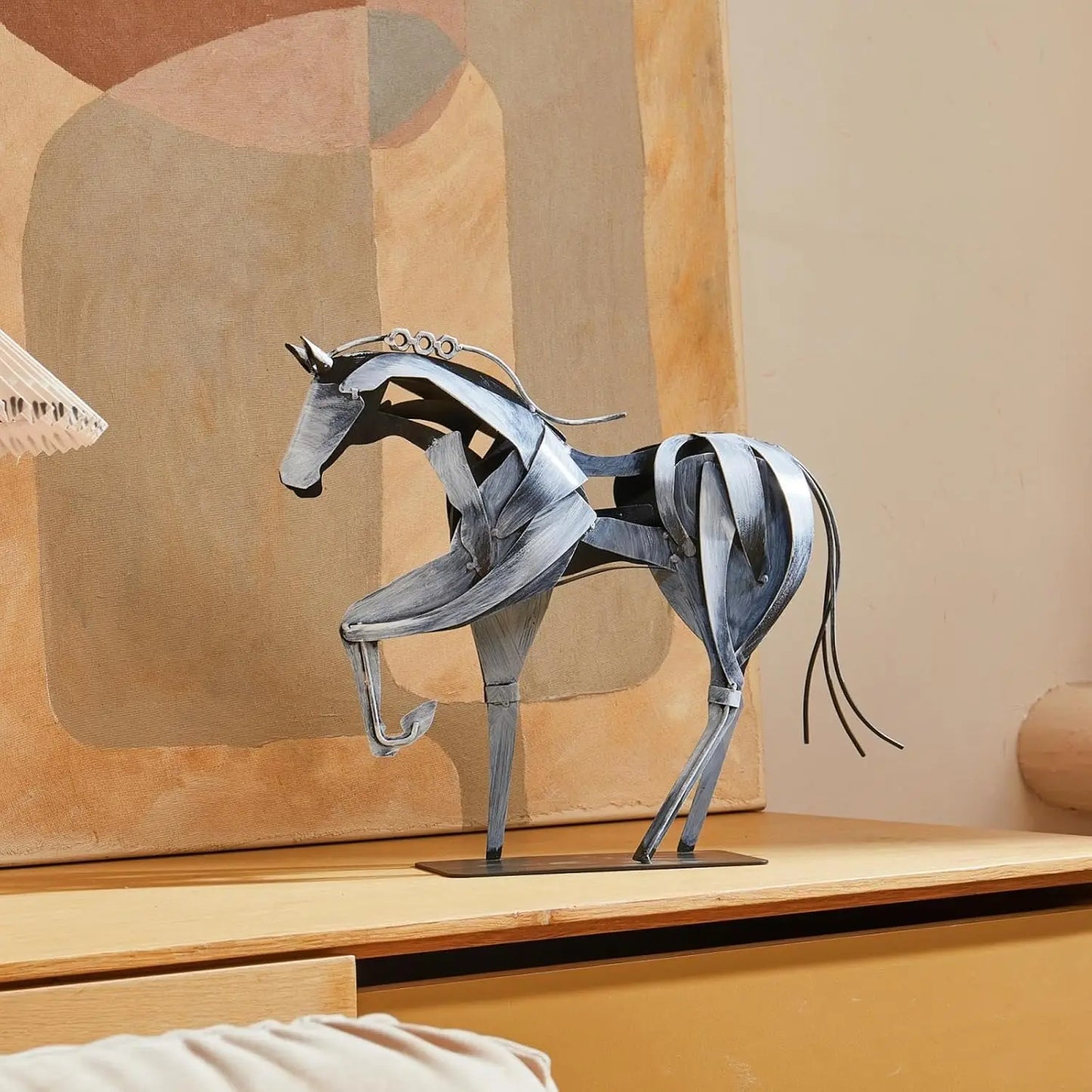Horse Statue-Unique Rustic Decor for Office&Home -Hand-Painted Metal Sculpture - Perfect Handicraft Gift for Horse Lovers (Grey)