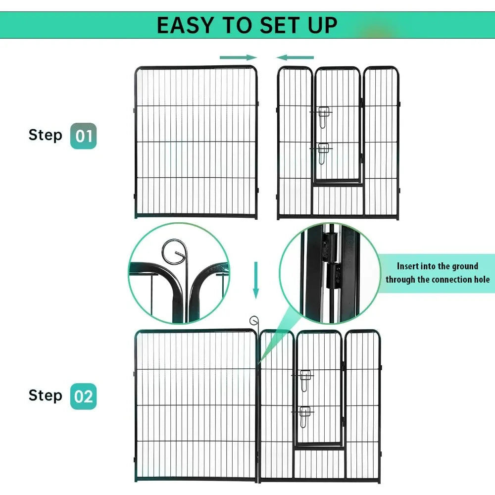 Dog Playpen Indoor 40 Inch 16 Panels Metal Dog Pen Pet Fence Outdoor Exercise Pen with Doors