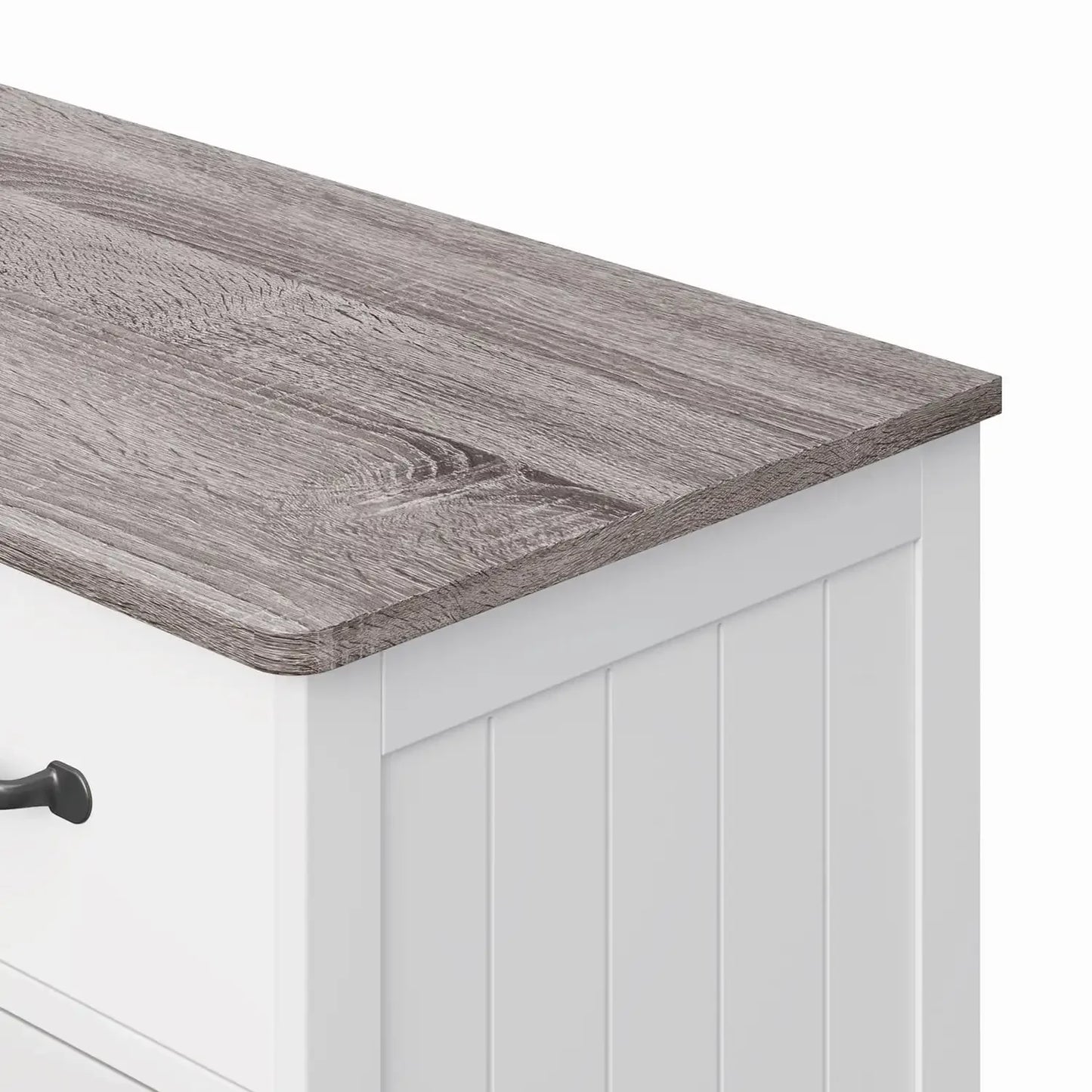 42 Inch Kitchen Storage Cabinet Wood Buffet Sideboard with 3 Doors and 3 Drawers Gray Countertop