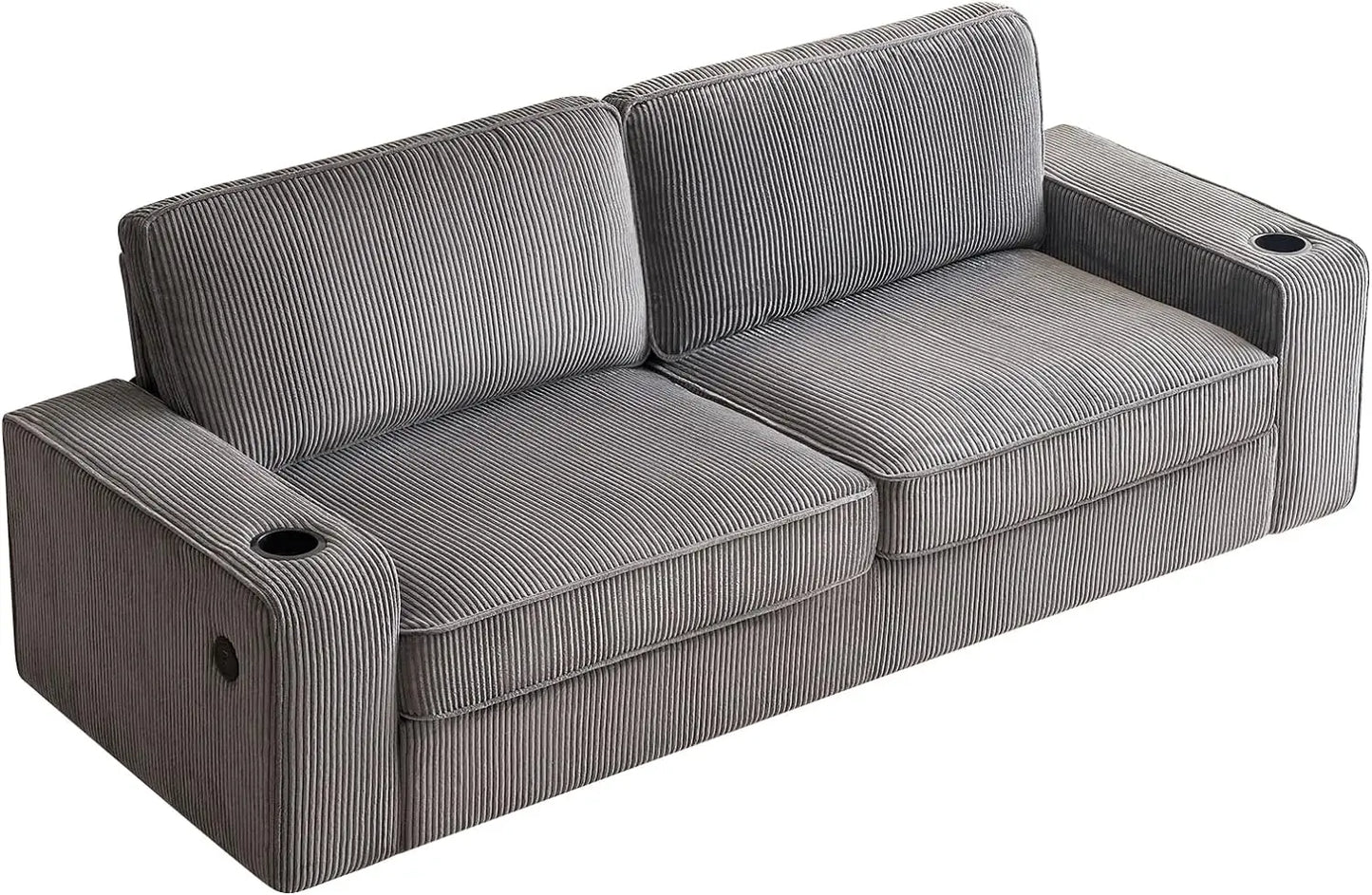 Sofa, 89 Inch Modern Sofa with USB Charging Ports & Cup Holders, Deep Seat Sofa Couch- Comfy Couch for Living Room
