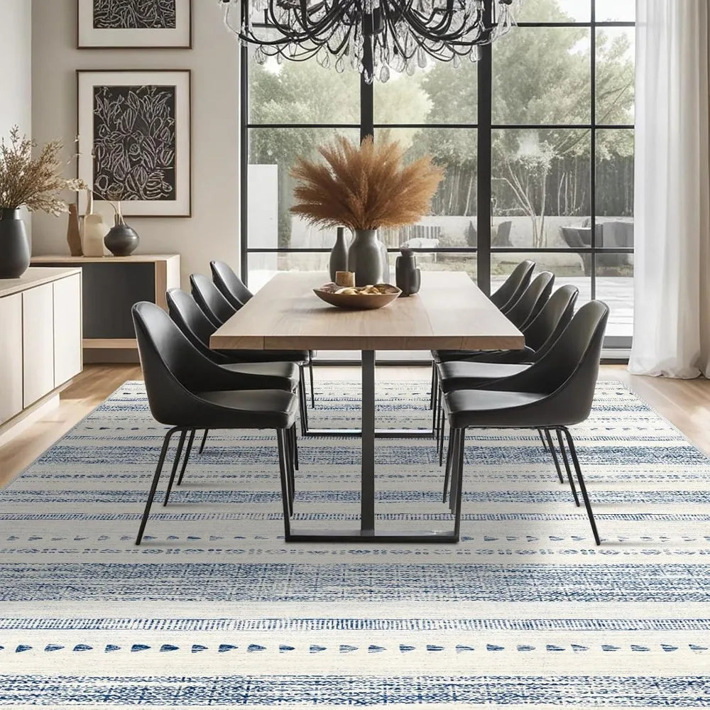 10x14 Large Area Rug Soft Ultra Thin Machine Washable Farmhouse Area Rugs for Living Room Non Slip Neutral Modern Geometric