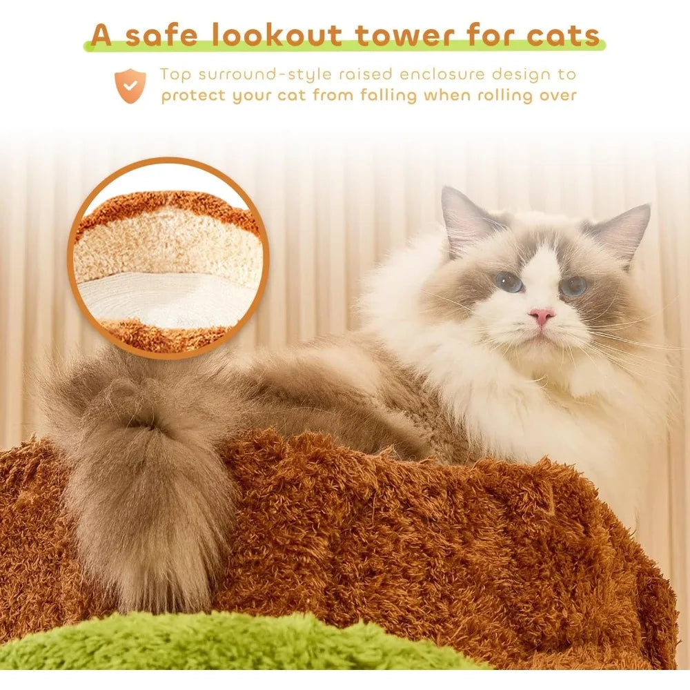 90.5 Inch Luxury Cat Tree with Scratching Pad Solid Wood Cat Tower for Indoor Cats Large Climber Tower Tall Kitty Furniture Mul