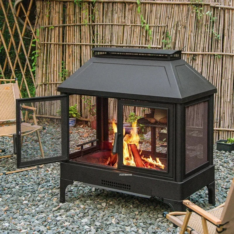 European Fire Pits Garden Brazier Multi Functional Camping Campfire Barbecue Firewood Heating Stove Outdoor Heaters