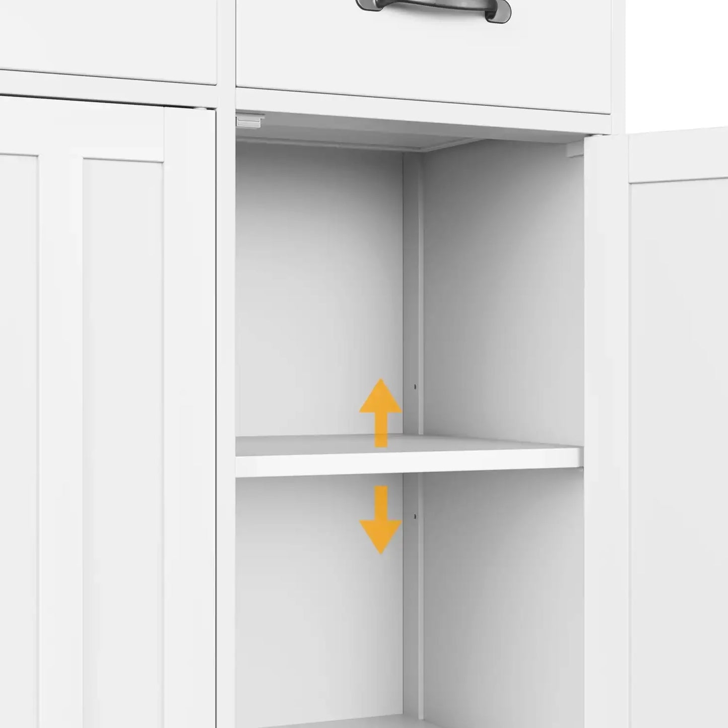 42 Inch Kitchen Storage Cabinet Wood Buffet Sideboard with 3 Doors and 3 Drawers Gray Countertop