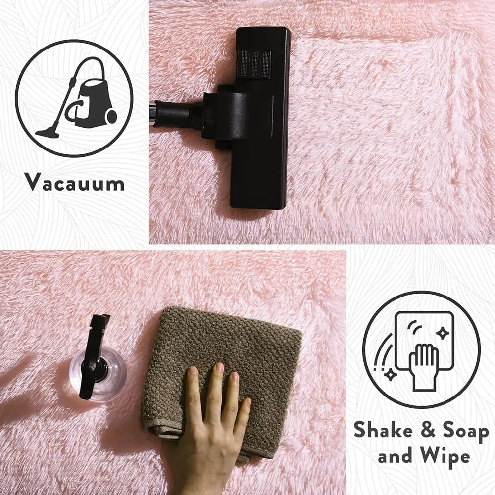 Large Shag Rugs 6 X 9 Pink Area Rug for Girls Kids Living Room Bedroom Soft Fluffy Fuzzy Plush Carpet Anti Skid Shaggy Rug