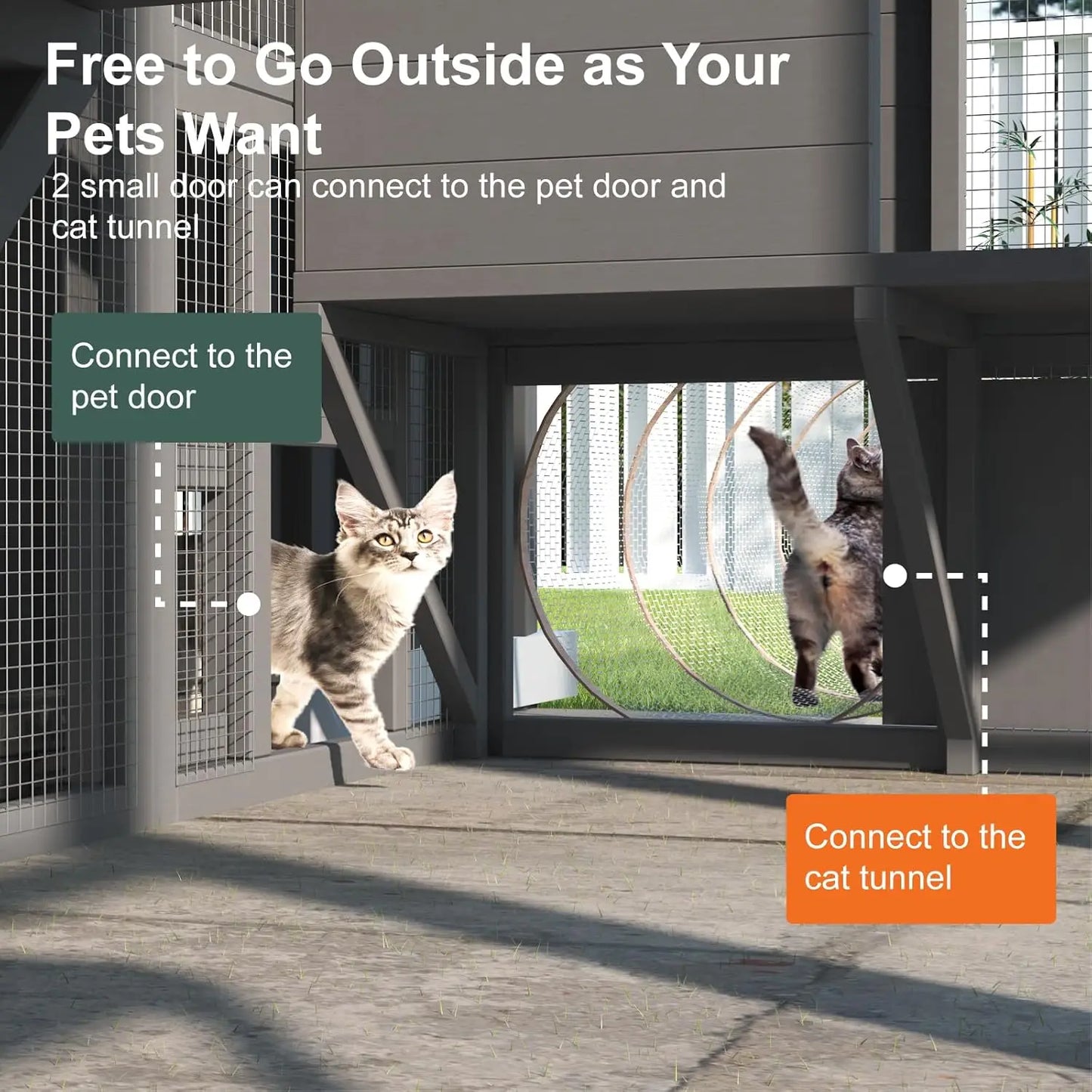 Catio Outdoor Cat Enclosure Large Cat House for Multiple Cats Walk In Cat Cage with Waterproof Cover and Sunshine Panel Roof Feral Cat Shelter with 7 Platforms and 2 Resting Boxes 72 Inch