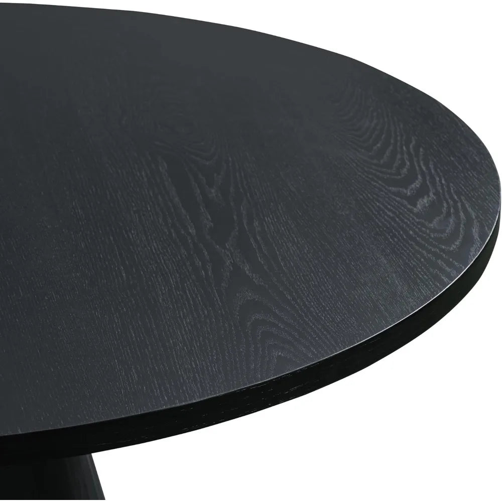 Round Dining Table Retro Style Wooden Kitchen Table for Living Room Black
