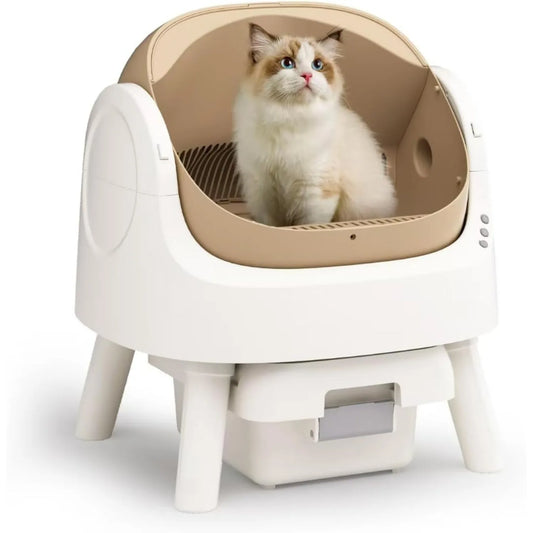 Autoscooper 11, Self-Cleaning Automatic Cat Litter Box, with Open-Top Design,Coffee Brown(Manufacture by PETPIVOT INC)