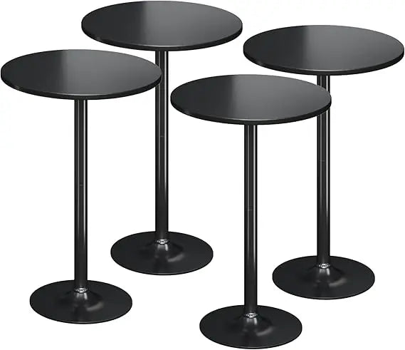 Round Bistro Pub Table 4 Pack Modern Style Metal Base MDF Top Cocktail Bar Height Dining Room Party