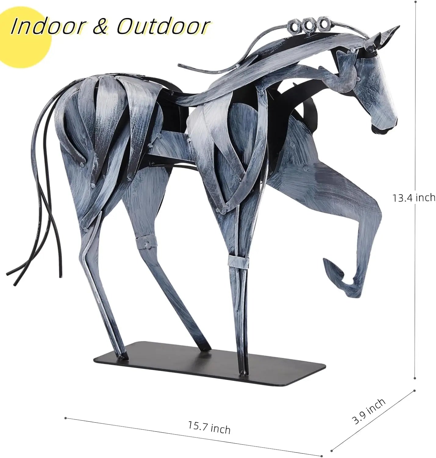 Horse Statue-Unique Rustic Decor for Office&Home -Hand-Painted Metal Sculpture - Perfect Handicraft Gift for Horse Lovers (Grey)