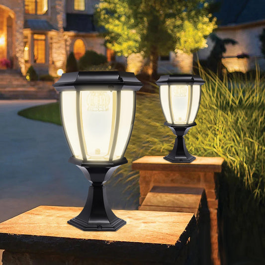 Outdoor Solar Post Lights Waterproof LED Landscape Light Energy Saving Lantern for Fence Deck or Patio Black