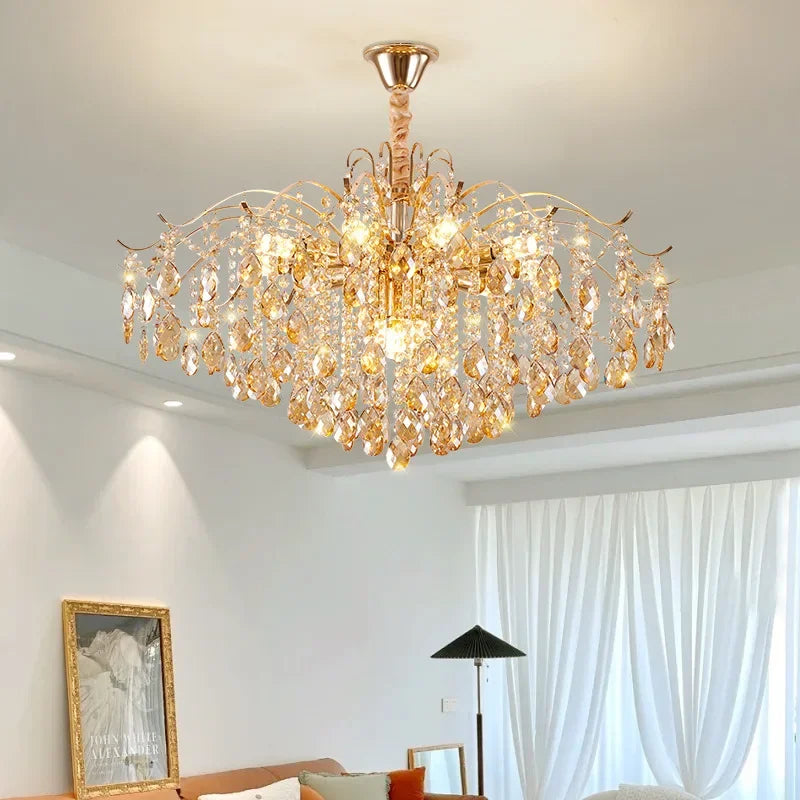 Luxury Crystal Ceiling Pendant Lamp for Living Room and Bedroom E14 LED Lights Home Decoration AC85-260V