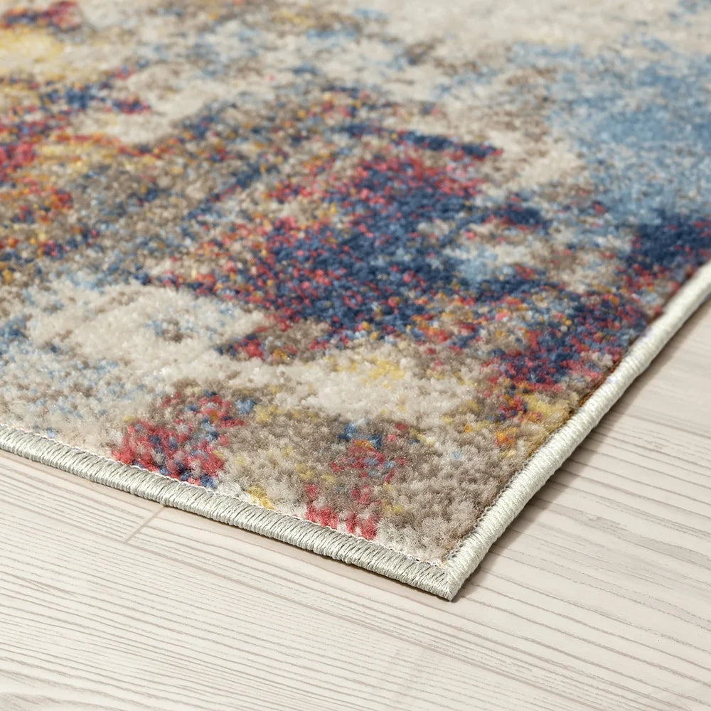 Modern Abstract Area Rug Multi Color Indoor Living Room Bedroom Dining Entryway Flooring Stain Resistant Easy Care Durable Kid Friendly