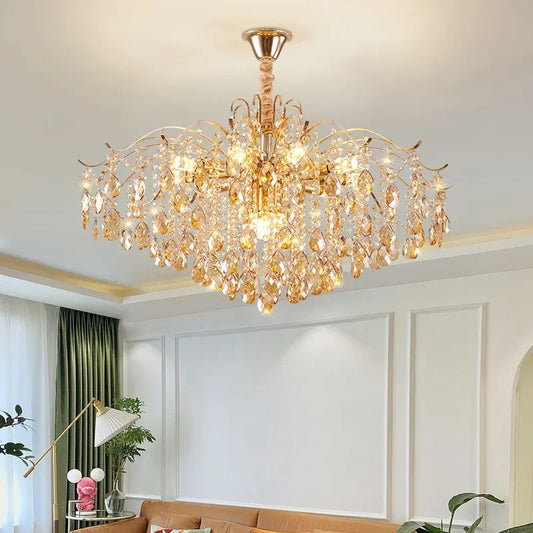 Luxury Crystal Ceiling Pendant Lamp for Living Room and Bedroom E14 LED Lights Home Decoration AC85-260V